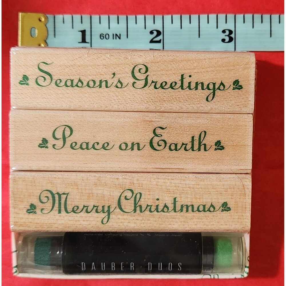 Christmas Greetings Rubber Stamps Vintage 1999 Hero Arts Holiday Crafts Unused - Picture 4 of 4